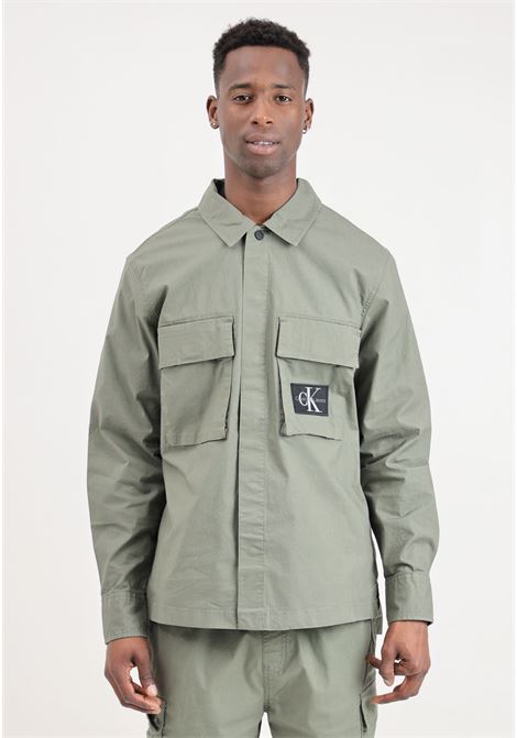 Camicia da uomo verde militare utility overshirt CALVIN KLEIN JEANS | J30J325174LDYLDY